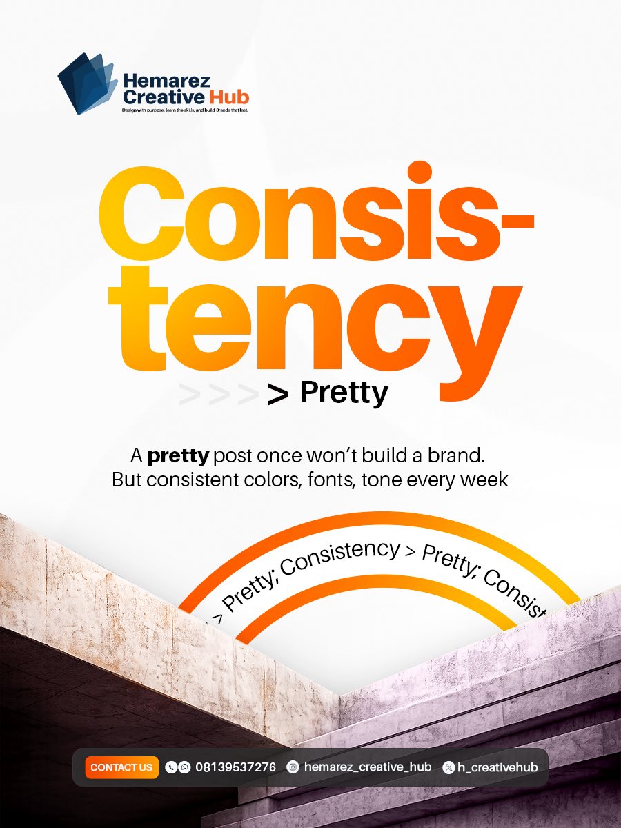 hemarezcreative's tweet photo. A “pretty” post once won’t build a brand. But consistent colors, fonts, tone every week

That’s what makes people remember + trust you worldwide.
Stop chasing viral. Start building recognizable.

Type CONSISTENCY if you agree

#BrandConsistency #BrandStrategy #ContentStrategy https://t.co/GzGceKKMlb
