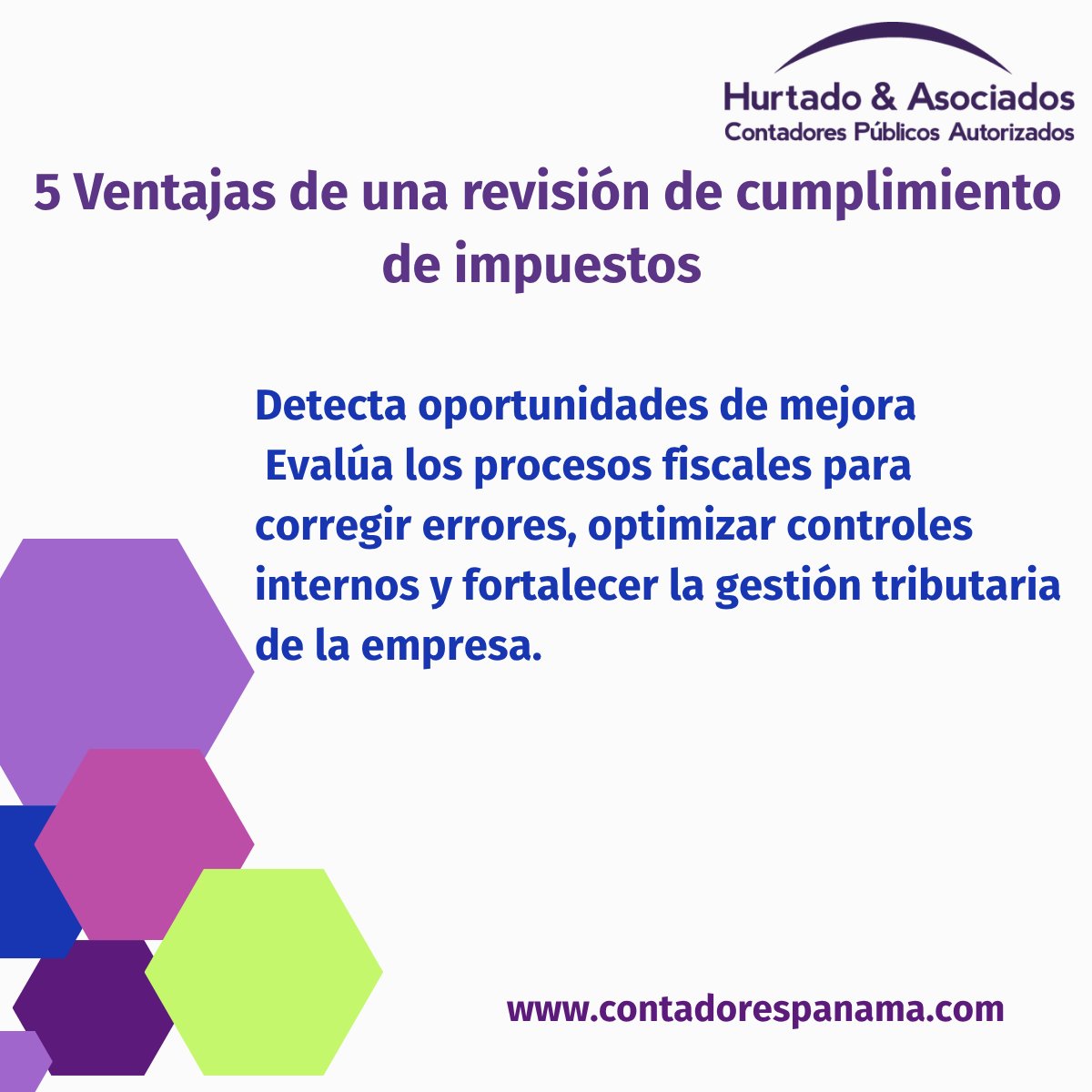 HurtadoCPAS's tweet photo. Está su empresa preparada para una revisión tributaria?
Una auditoría de cumplimiento tributario no solo verifica el cumplimiento de las obligaciones fiscales; también ayuda a identificar riesgos, fortalecer controles internos y proteger el patrimonio de su empresa.
En Hurtado & Asociados CPA, S.A. realizamos revisiones preventivas para que su organización opere con mayor seguridad, transparencia y confianza.
Prevenir siempre será más rentable que corregir. Contáctanos en: info@contadorespanama.com
#AuditoríaTributaria #CumplimientoTributario #Impuestos #GestiónDeRiesgos #GobiernoCorporativo #Panamá #HurtadoAsociadosCPA