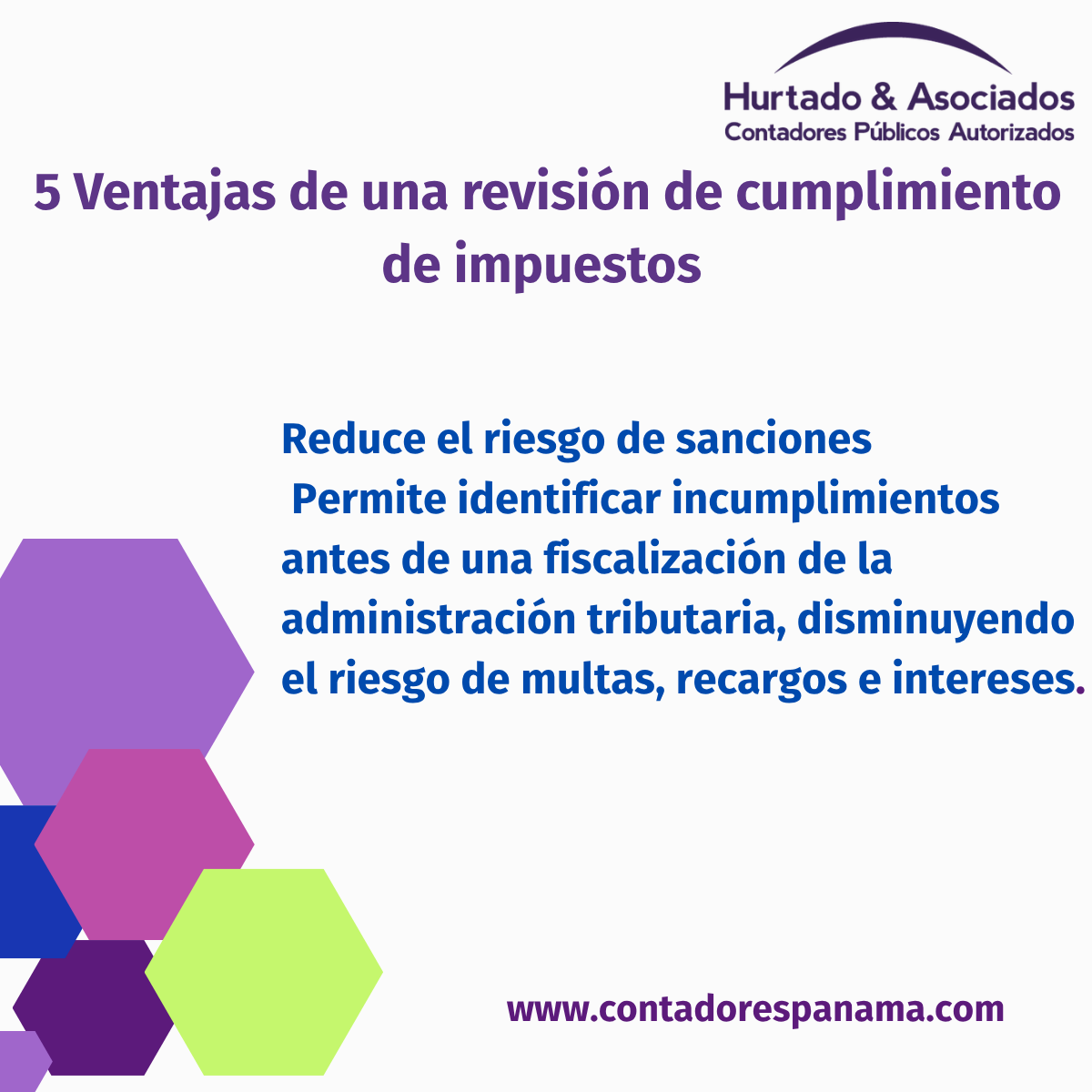 HurtadoCPAS's tweet photo. Está su empresa preparada para una revisión tributaria?
Una auditoría de cumplimiento tributario no solo verifica el cumplimiento de las obligaciones fiscales; también ayuda a identificar riesgos, fortalecer controles internos y proteger el patrimonio de su empresa.
En Hurtado & Asociados CPA, S.A. realizamos revisiones preventivas para que su organización opere con mayor seguridad, transparencia y confianza.
Prevenir siempre será más rentable que corregir. Contáctanos en: info@contadorespanama.com
#AuditoríaTributaria #CumplimientoTributario #Impuestos #GestiónDeRiesgos #GobiernoCorporativo #Panamá #HurtadoAsociadosCPA
