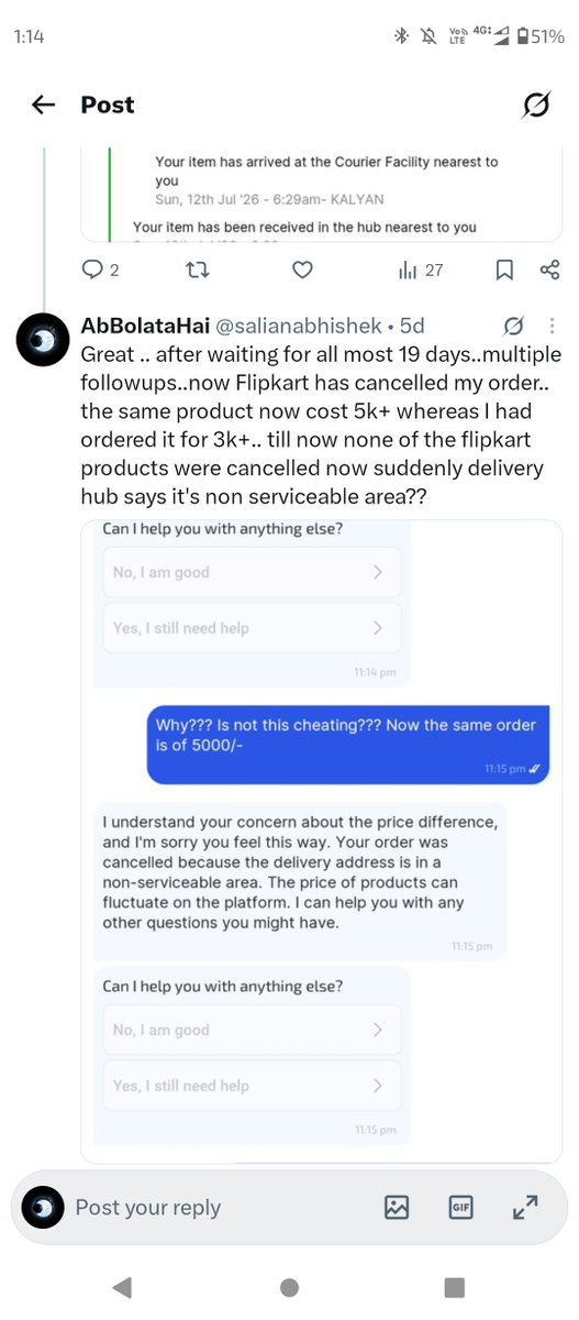 salianabhishek's tweet photo. This is why @Flipkart @flipkartsupport @FlipkartStories Flipkart is Worst!!!

No doubt why @amazonIN @AmazonHelp and @meesho are great https://t.co/0DeWy8d3S8