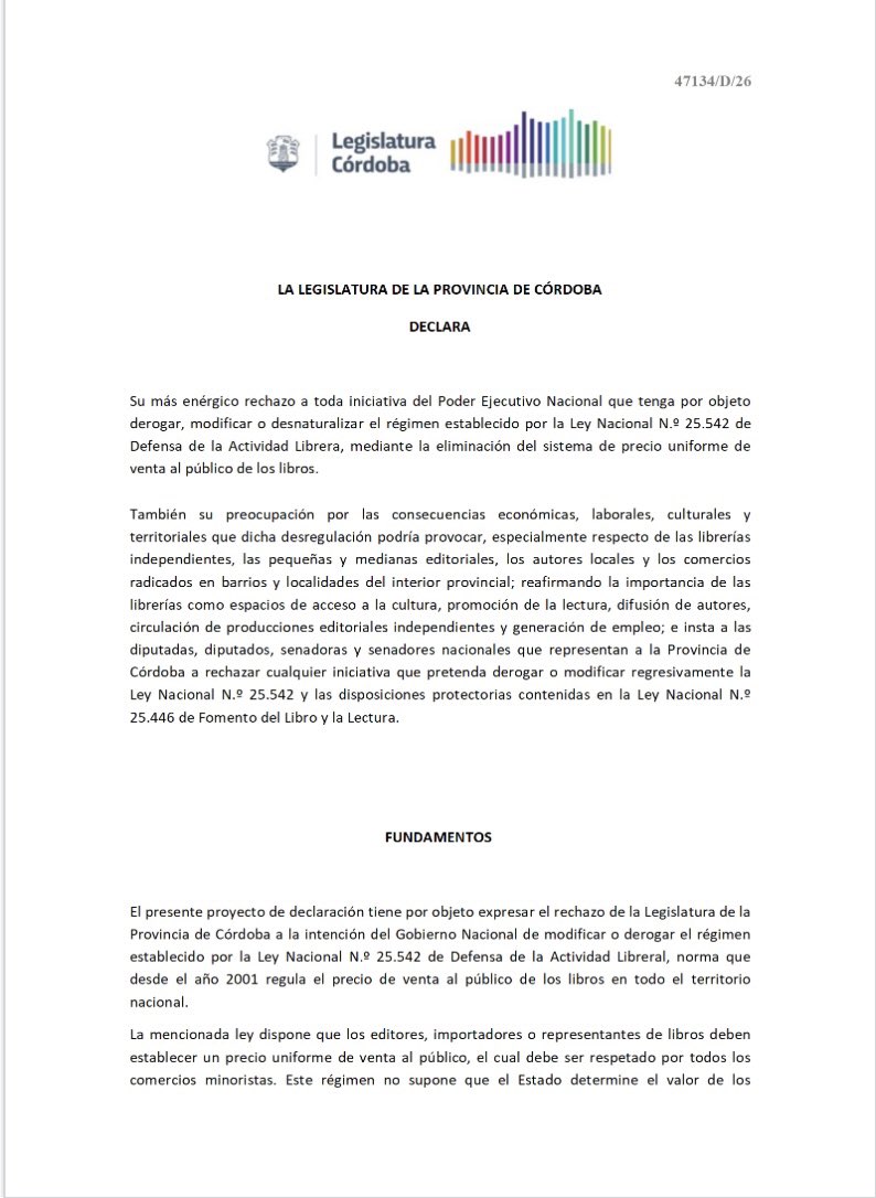 DanteVRossi's tweet photo. Desde Córdoba, nuestro enérgico rechazo a la derogación o modificación de la Ley 25.542 de defensa de la actividad librera. Nuestro proyecto 👇🏽
@luisnovaresio @LegislaturaCBA @UCRNacional https://t.co/As8POc2tr3