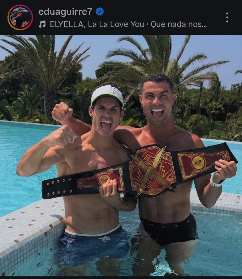 ESnomanu's tweet photo. Cuánto se criticó a Edu Aguirre en su día y a base de su trabajo ha conseguido ser amigo y compartir día a día con el jodido Cristiano Ronaldo. 

Cumplió el sueño de los pibes. Honor. https://t.co/0qMuL9raue