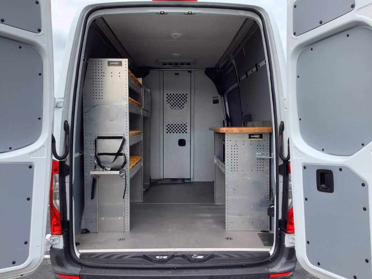 countyautostl's tweet photo. 2020 Mercedes Sprinter 2500 4x4 High roof with a 3.0 Diesel. It has a bulkhead cage, rooftop air conditioning, Webasto diesel heater, shore power plug in, shelving, bins, commercial flooring &amp; work station It has "like new' Michelin tires. $29,999. Visit https://t.co/zUFUQx5r9q https://t.co/o3wMO5fgqM
