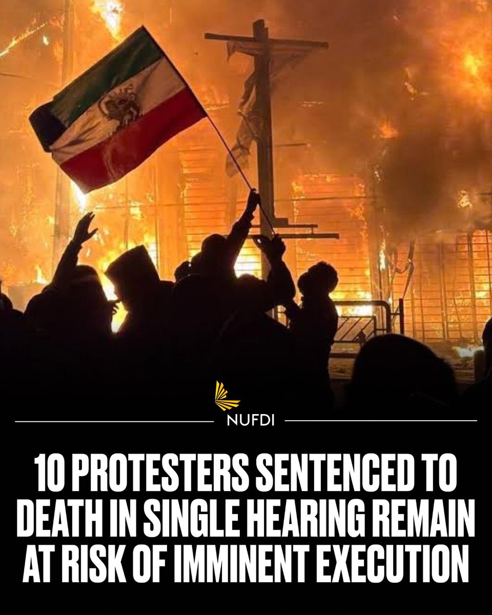 NUFDIran's tweet photo. The Islamic Republic, in its ongoing crackdown, sentenced 12 young men to death in a single trial for calling for democracy. 

Last week, two were executed. 

The lives of 10 more, and countless others, remain at risk under this criminal regime. https://t.co/XYOZTrnsHW