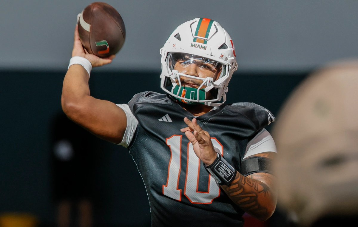 canefilms's tweet photo. Darian Mensah’s six interceptions are lying to you.

He threw for 3,973 yards and 34 touchdowns at Duke, so the surface-level résumé looks like a quarterback who protected the football all season.

PFF still credited him with 21 turnover-worthy plays. He also put the ball on the ground nine times.

That is the Hidden Turnover Tax.

Duke simplified portions of the job by building predetermined reads before the snap. Miami is asking him to work through progressions and make more decisions after the ball is snapped. That gives him access to more answers, but it also makes every bad habit more expensive.

I still like the bet. Mensah has already produced at a high level, and Shannon Dawson helped Cam Ward become more disciplined with the football.

The most important fall camp number will be Mensah’s turnover-opportunity rate. Every broken play that ends with the next snap instead of a giveaway moves Miami closer to the team it thinks it has.

If Miami gets the 34-touchdown production and removes even a third of the hidden turnovers, Darian Mensah is a national championship quarterback.