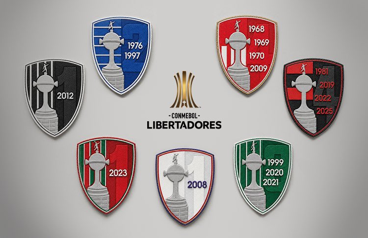 DoentesPFutebol's tweet photo. Clubes classificados para as oitavas da Libertadores, e campeões, usarão um patch comemorativo com seus títulos. https://t.co/Q2bqULerpq