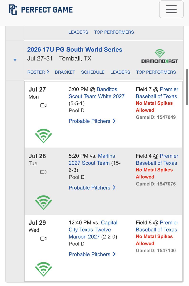 JackWells27's tweet photo. Here’s my schedule for this week at the @Texas_PG 17U South World Series in Tomball. Looking forward to the last one of the summer with @stsliders 17U Mayer. Let’s finish strong boys!

#uncommitted2027 @PG_Scouting @PG_Tourney
@baseball_marion @stsliders @kehrschulz @TxBaseballRpt @LoneStarPrepsTX @CoastRecruits @bsblbluebook @CoachBeede @TXSummerBall @DJBProspectVide @BUncommitted @PG_Uncommitted @FlatgroundBats @FlatgroundApp @RecruitMatador @tx_pierce
