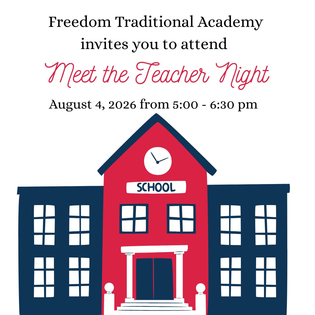 FTAFirebirds's tweet photo. Don't miss Meet the Teacher Night on August 4, 2026 from 5:00 pm to 6:30 pm. We can't wait to see you all there! https://t.co/7wMFEWMrz4