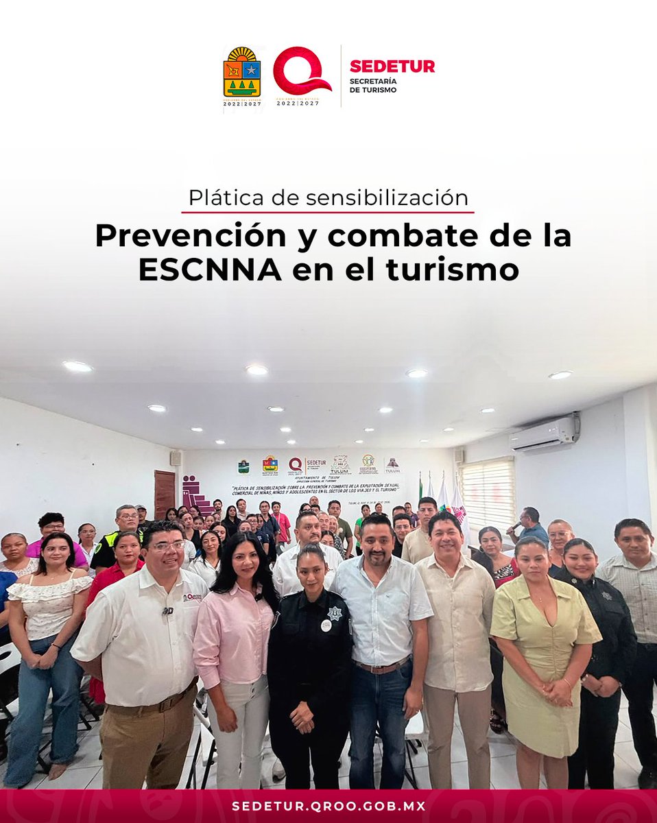 SedeturQROO's tweet photo. 🤝 En Tulum realizamos la plática ESCNNA-VT, enfocada en la prevención y el combate de la explotación sexual comercial de niñas, niños y adolescentes en el sector turístico.

#CaribeMexicano https://t.co/HliNu3ko75
