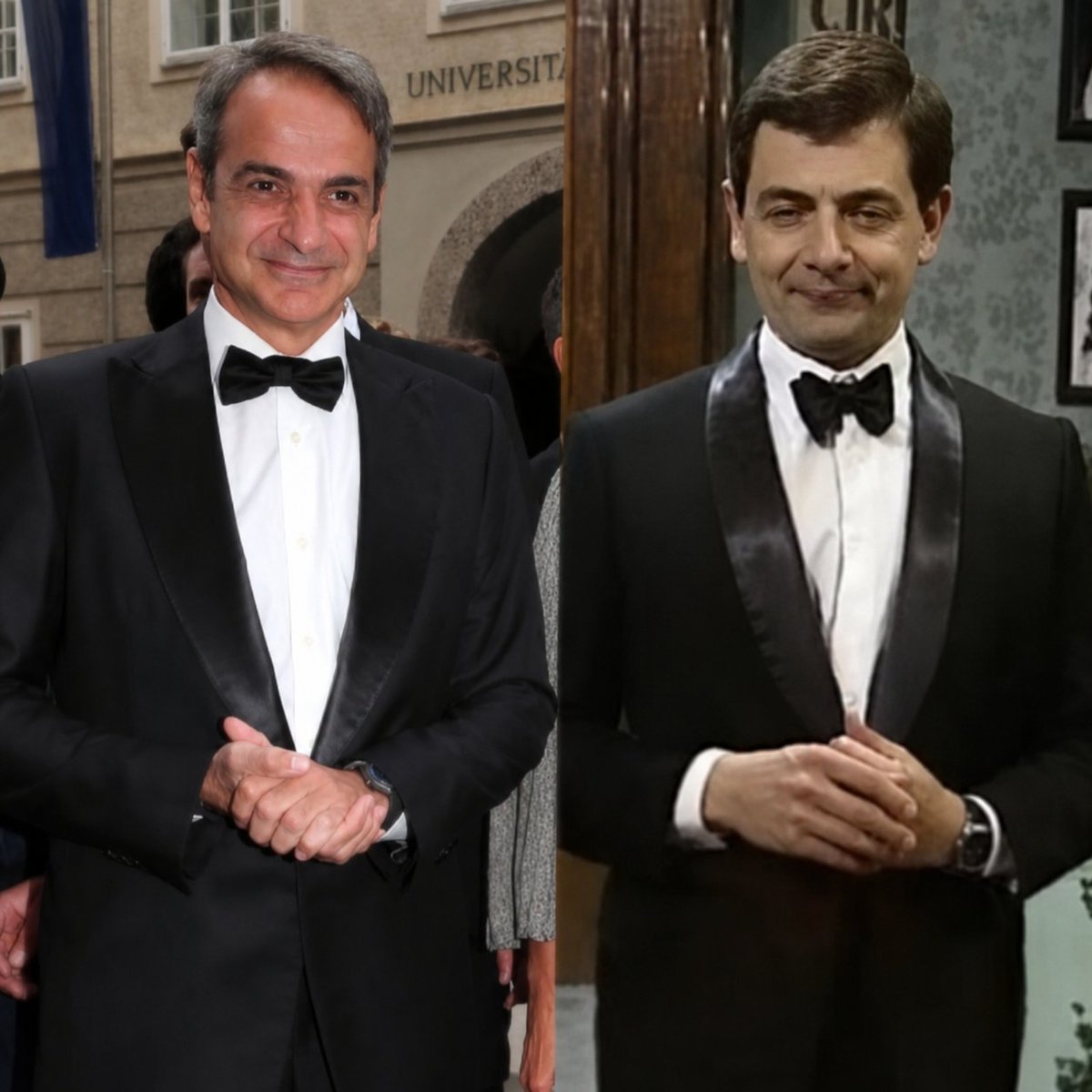 RXRqdEgogik2Z9P's tweet photo. Δεξιά ο πρωθυπουργός μας σε δεξίωση στο Σάλτσμπουργκ της Αυστρίας, αριστερά ο Mr Bean!!! https://t.co/M44n6XzCy3