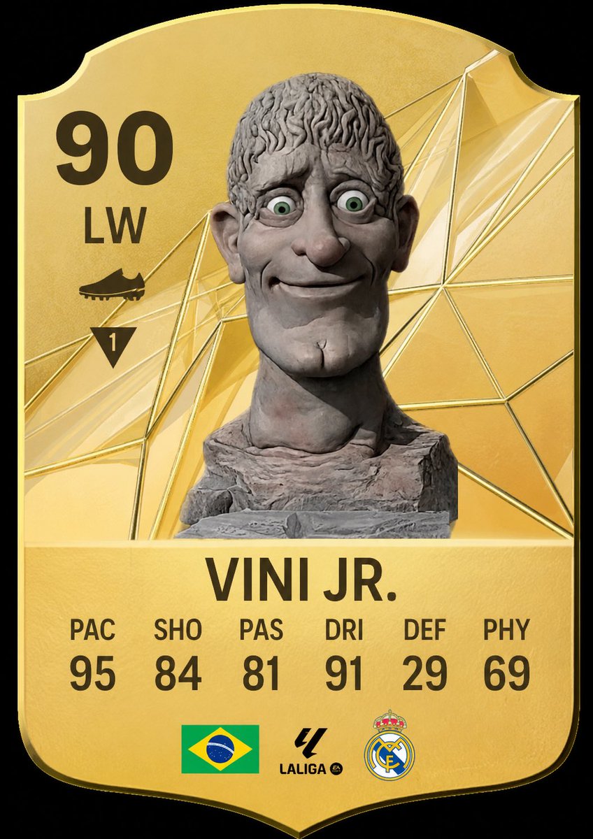 antoadicto's tweet photo. 🚨 ÚLTIMA HORA 🚨

Se filtra la supuesta carta de Vinícius Jr. para EA SPORTS FC 27. 😳

Si esto acaba siendo real, ya hay candidato a la carta más rota del juego. 💀🔥

¿Qué os parece? ¿Fake o leak real? 👀 #FC27 #EASportsFC #UltimateTeam https://t.co/a2pzFE9RIT