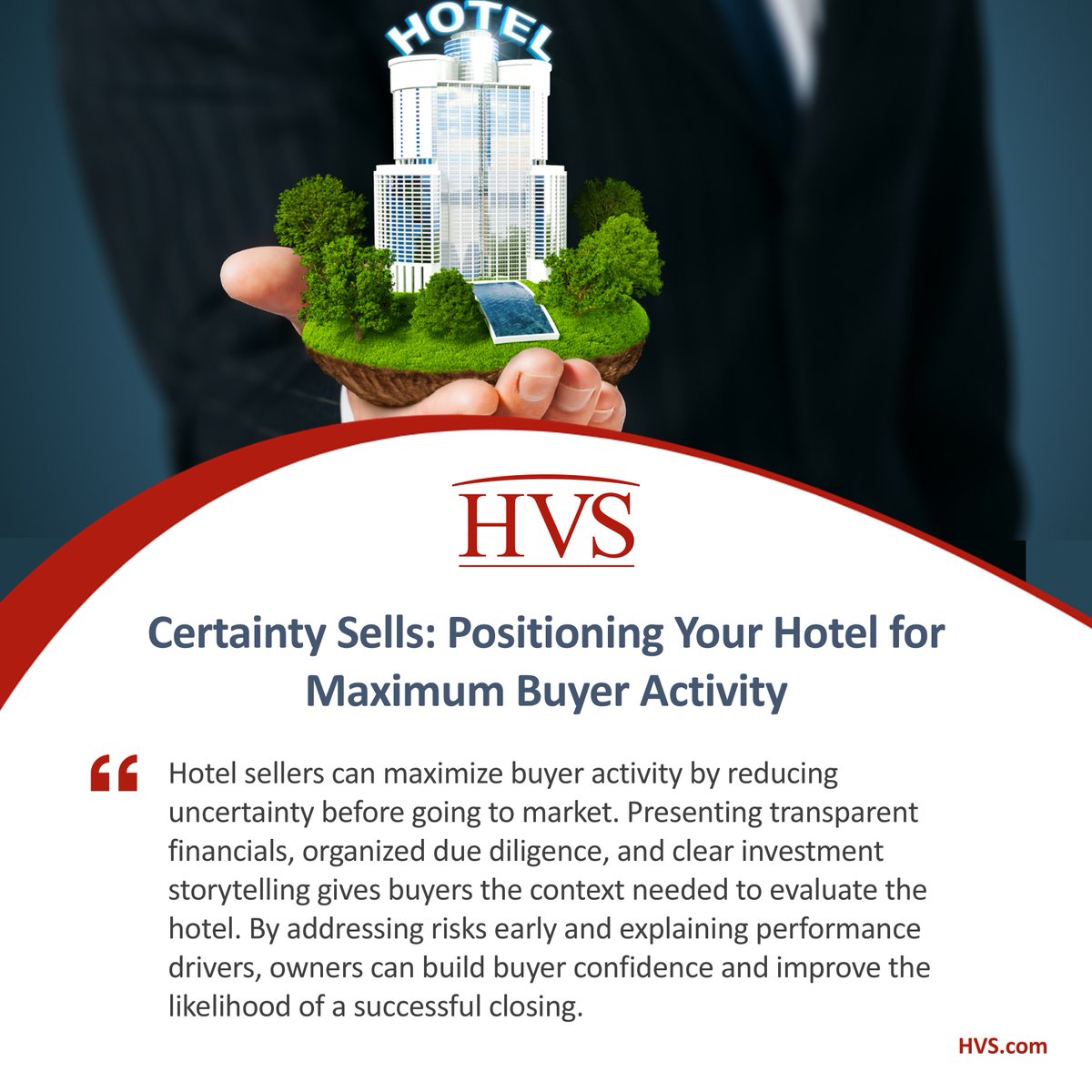 HVS_Consulting's tweet photo. In our latest article, James Rebullida with HVS Brokerage &amp; Advisory shares practical strategies hotel owners can use to position their assets for a successful sale, from proactive preparation to pricing and transparency.

Click here for all the details: https://t.co/CI6j8OG2qC https://t.co/y9tg7E4M5Y