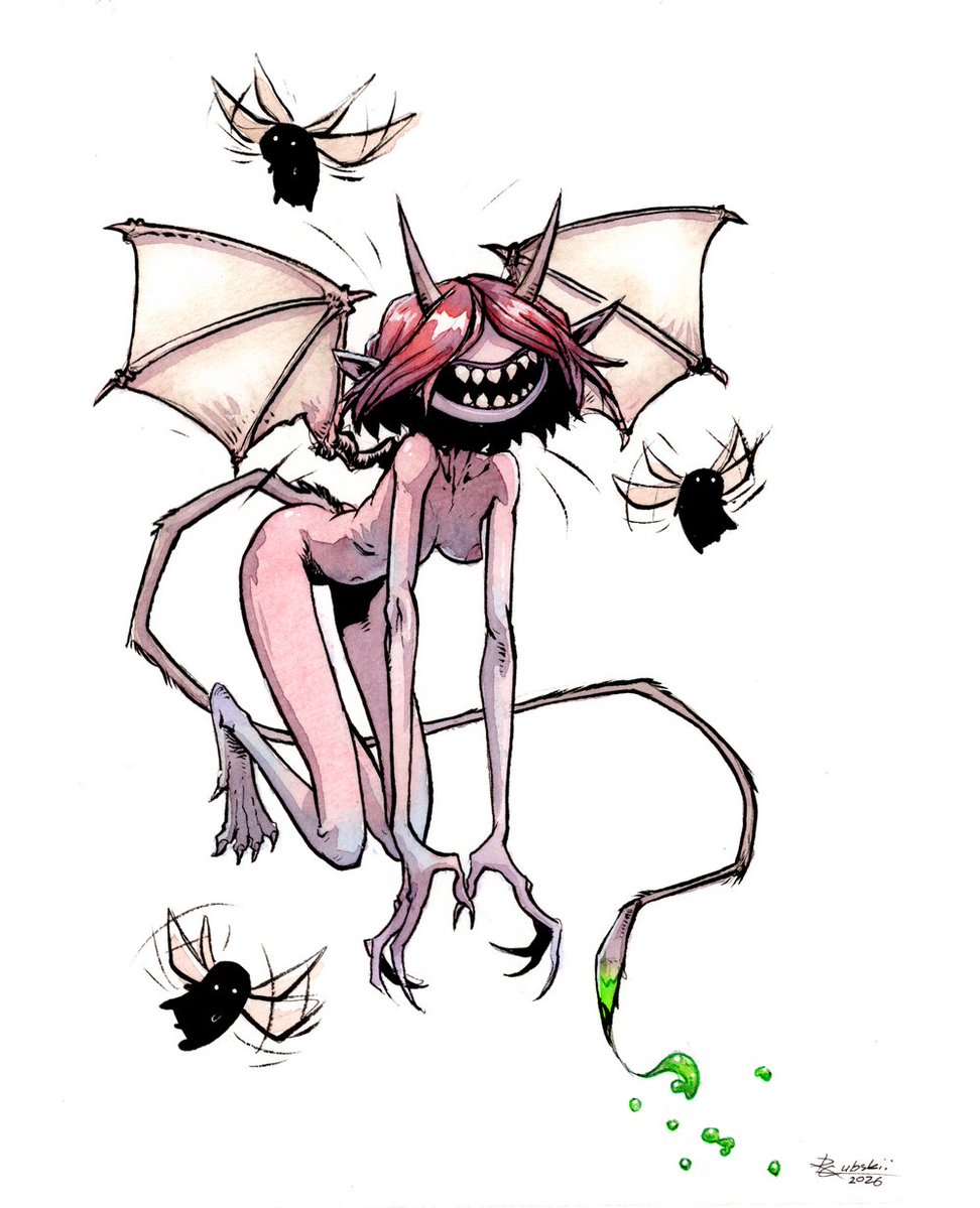RomanGubsky's tweet photo. Venomous Fairy. Done with ink and watercolors. https://t.co/YBqOMa4pjY