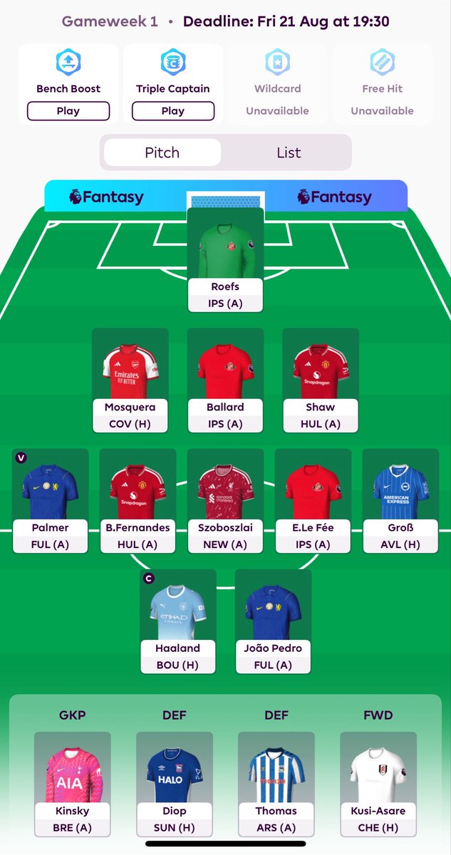 FantasyCiko's tweet photo. Haaland + Bruno + Palmer FPL Draft!
What do you think about this draft? 👀

#FPL https://t.co/HJbAe6gR7M