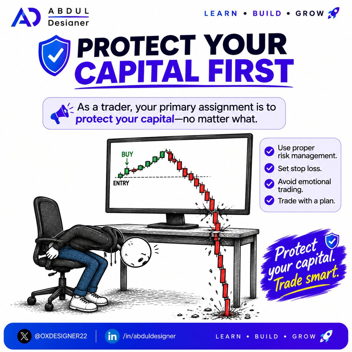 OXDesigner22's tweet photo. **Protect Your Capital First**

One of the biggest mistakes traders make is focusing only on profits while ignoring risk.

Remember:

Your first job is to protect your capital, without capital there is no next trade.

Because staying in the game is what gives you the opportunity to win in the long run.

** Hausa Version **

Daya dagacikin manyan kuskurenda Traders sukeyi shine maidahankalinsu akan Riba tareda mantawa da hadarin kasuwar.

Katina dawannan:

Aikinka nafarko amatsayinka na Trader shine kabaiwa Jarinka kariya,  kasani idan babu capital topa bakadadamarshiga wani Trade.

Dan uwa kasani cewar kasancewarka cikin kasuwa shine zaisa kasamu babban Riba.

Wish you all the best traders🔥