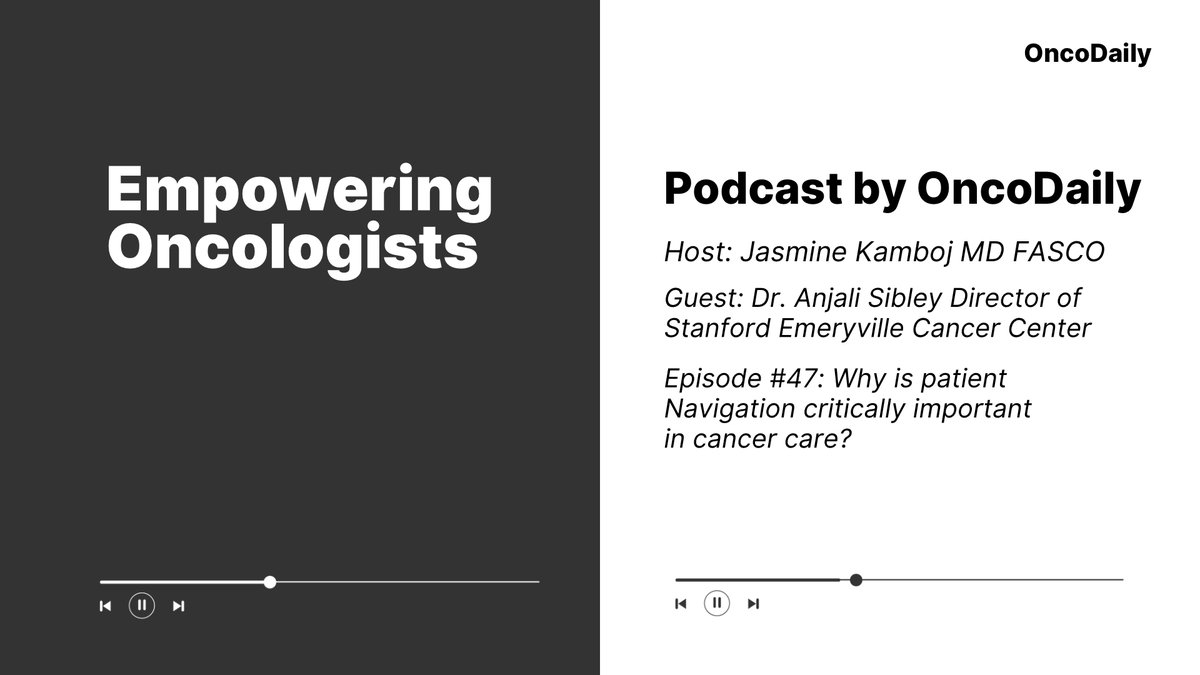 oncodaily's tweet photo. This Wednesday on Empowering Oncologists 

Host Dr. Jasmine Kamboj (@JasmineKambojMD) is joined by Dr. Anjali Sibley, Director of Stanford Emeryville Cancer Center. 

Together, they discuss how supportive care should begin at the moment of diagnosis, why strategic cancer navigation is essential for every patient, and how exercise oncology, community partnerships, and holistic care can improve both patient outcomes and quality of life. 

Dr. Sibley also shares insights from her upcoming book on helping patients navigate the cancer journey with confidence and compassion.

Stay tuned and don't miss this inspiring conversation.

Subscribe to OncoDaily TV’s Youtube channel https://t.co/iS3YY7iQ1z -so you don’t miss future conversations like this.  It really helps us continue producing conversations like this.