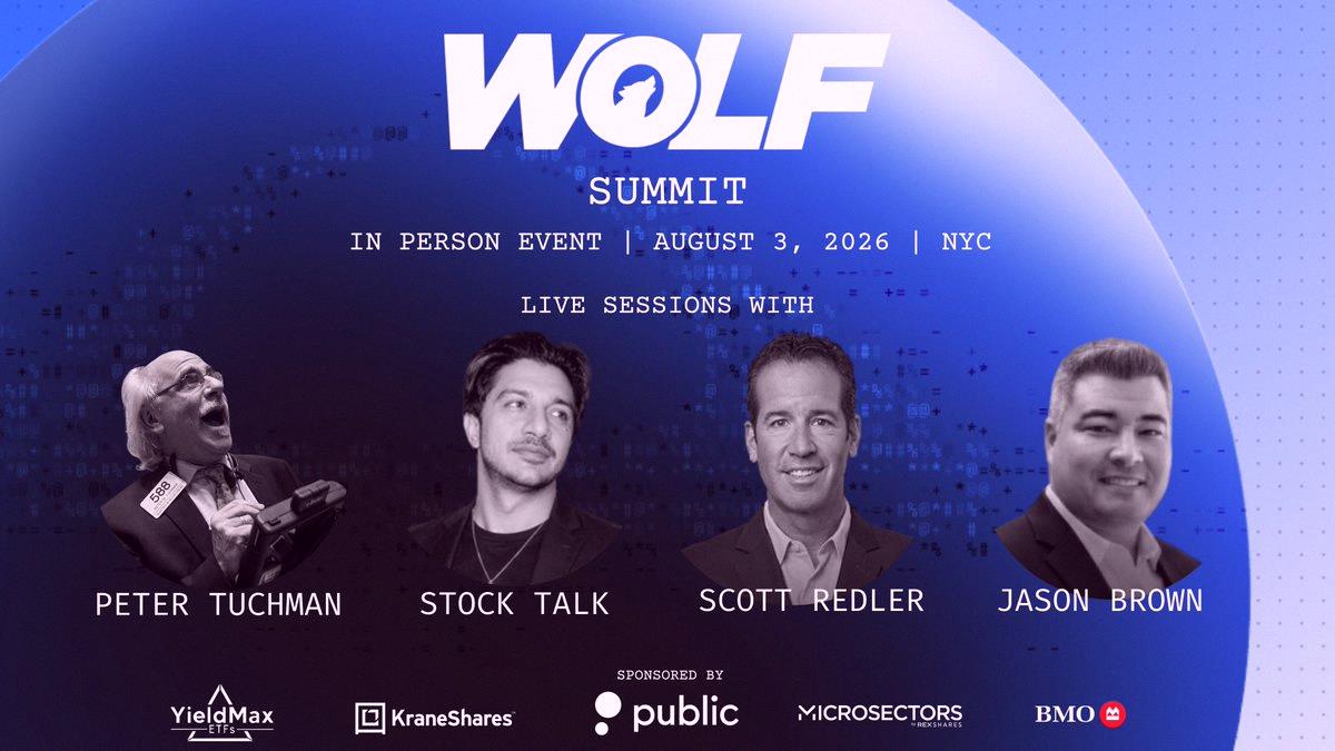 DravenVerse's tweet photo. Only one week left until The Wolf Summit NYC 🐺

August 3rd, Times Square.

This event is built for serious traders. We pulled strings to pack one room with top talent.

7 days from now, you could be alongside Peter Tuchman, Scott Redler, Paper Gains, and Stocktalk, asking https://t.co/bLEJyBhpkn