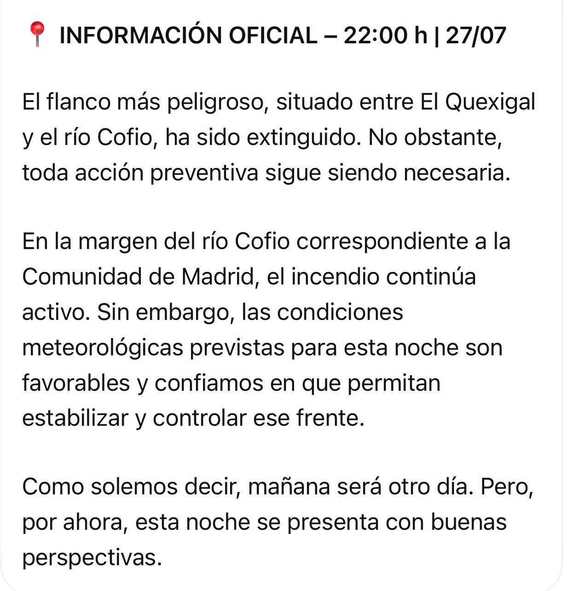 PabloDMZ's tweet photo. ¡ÚLTIMA HORA! El flanco entre  El Quexigal y el río Cofio ha sido extinguido según informa el Ayuntamiento de El Hoyo de Pinares.

#IFSierraOeste
#IFSanMartíndeValdeiglesias 
#IFSanMartindeValdeiglesias 
#IFBurgohondo https://t.co/3cKQ8Esui0