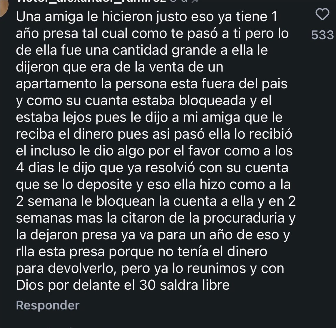 dahiamarinez's tweet photo. No prestes tu cuenta. No hagas “favores” y si te dicen “devuélveme tanto y quédate con tanto por el favor” corre por tu vida, porque estás a esto 🤏🏽 de meterte en un lío que puede ir desde el bloqueo de tu cuenta hasta la cárcel.

No importa si es tu amigo, primo, tío. No caigas. https://t.co/eiHdjCwUkF