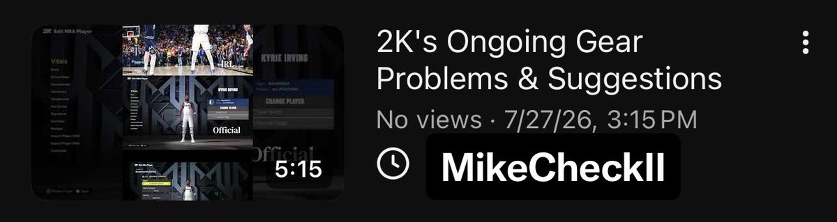 MikeCheckII's tweet photo. 2k27 New gear recommendations and ongoing gear issues (MyPlayer and Roster) https://t.co/rciuUusjp0