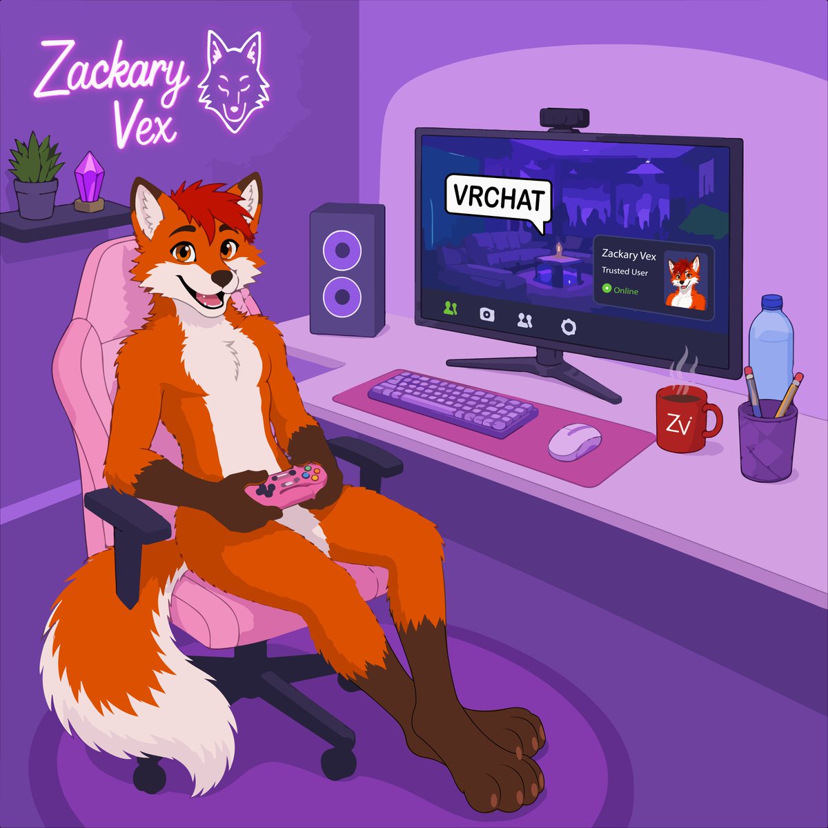 Zackary_Vex's tweet photo. Zackary Vex's art room is finally complete. 🦊💜
From a simple sketch to a fully finished illustration, it's amazing to finally see Zackary's little world come to life. Every detail was carefully added to make this space truly feel like his own.
I'm really happy with how this piece turned out, and I hope you enjoy exploring Zackary's cozy little world as much as I enjoyed creating it. 💜🐾

#Furry #Fursona #FurryArt #VRChat #DigitalArt #OriginalCharacter #ZackaryVex #VTuber #Streamer #Twitch #GamingSetup