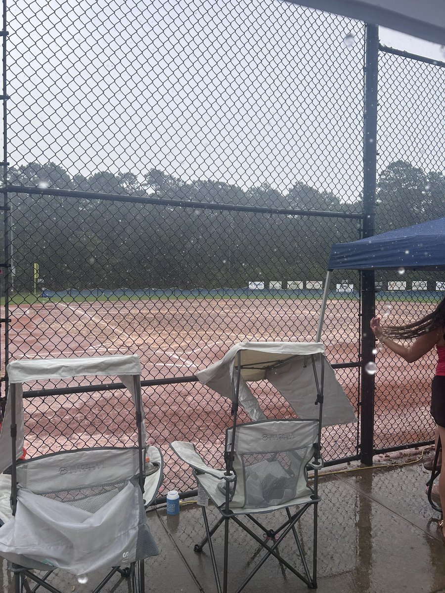 BenMcAliley's tweet photo. We have entered a rain delay with Alabama leading Louisiana 5-2 in the top of the second #Eufaula6u #surviveandadvance #AveryD https://t.co/P2YnxbkEkD