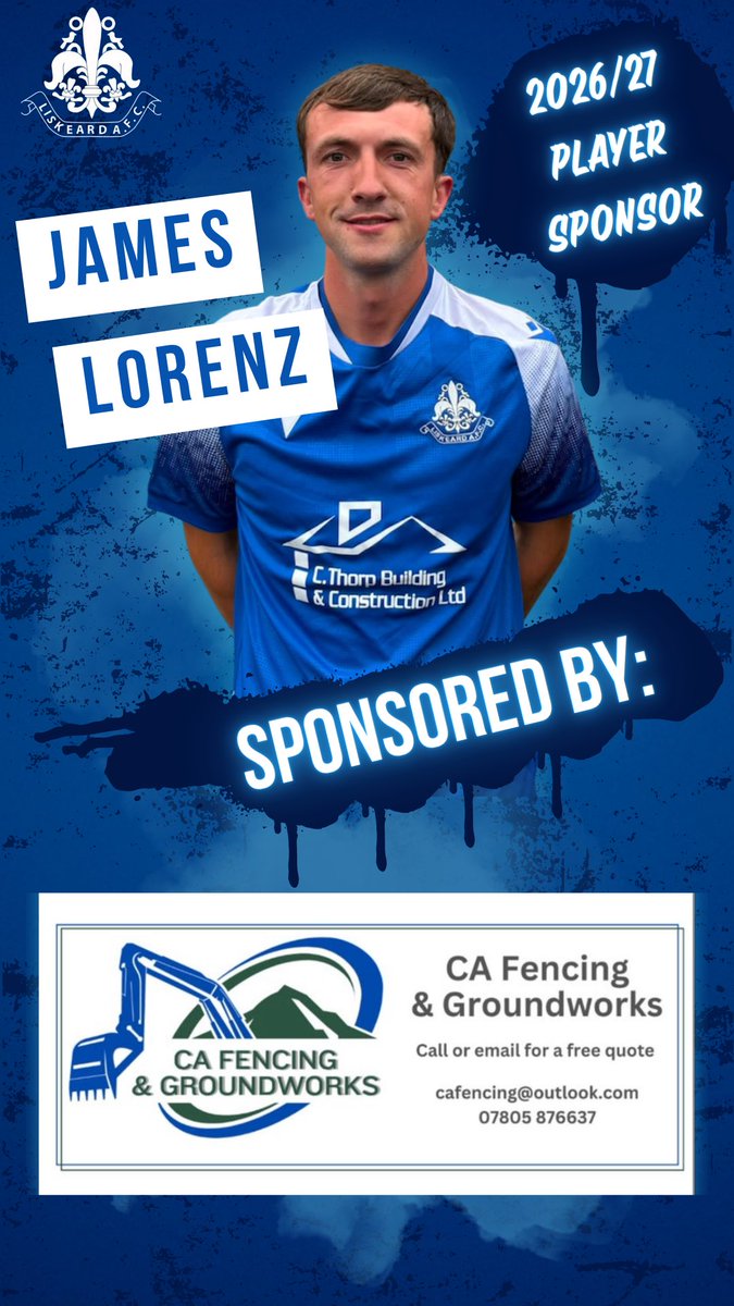 LiskeardAthlet1's tweet photo. 🤝 PLAYER SPONSOR

James Lorenz will be sponsored by CA Fencing &amp; Groundworks for the 2026/27 season!

A huge thank you to everyone at CA Fencing &amp; Groundworks for their valued support🔵⚽️ https://t.co/tBzuHjHyTi