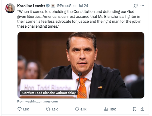 TheFloridaMike's tweet photo. I remember when they tried to stop Pete Hegseth from being confirmed. We started the #OnlyPete movement and didn't let up.
Everyone is so focused on the SAVE Act that the @DAGToddBlanche confirmation hearing is flying under the radar.
We need Todd as our AG, let's fight for him! https://t.co/rb828IiJAk