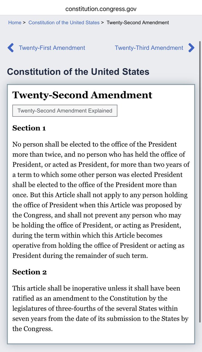 bdphifer's tweet photo. @GuntherEagleman Do you really think that even if he could (he CAN’T), Felon47 could beat Obama? Nope. Not even close.

This shows why he can’t. Read it, if you can, and show me where it shows how Felon47 can run again. https://t.co/WbpabtZzHR