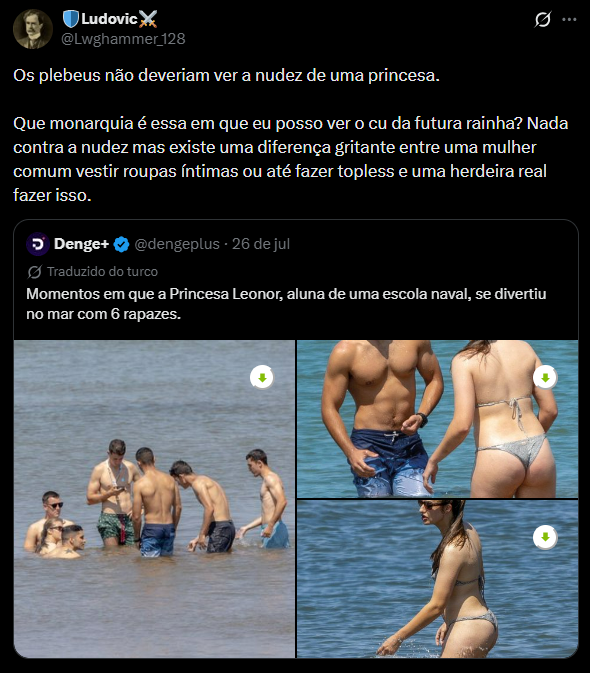 matheuslaneri's tweet photo. Absurda a frase "que monarquia é essa em que posso ver o cu da futura rainha?" https://t.co/W0YJ2jQJUI