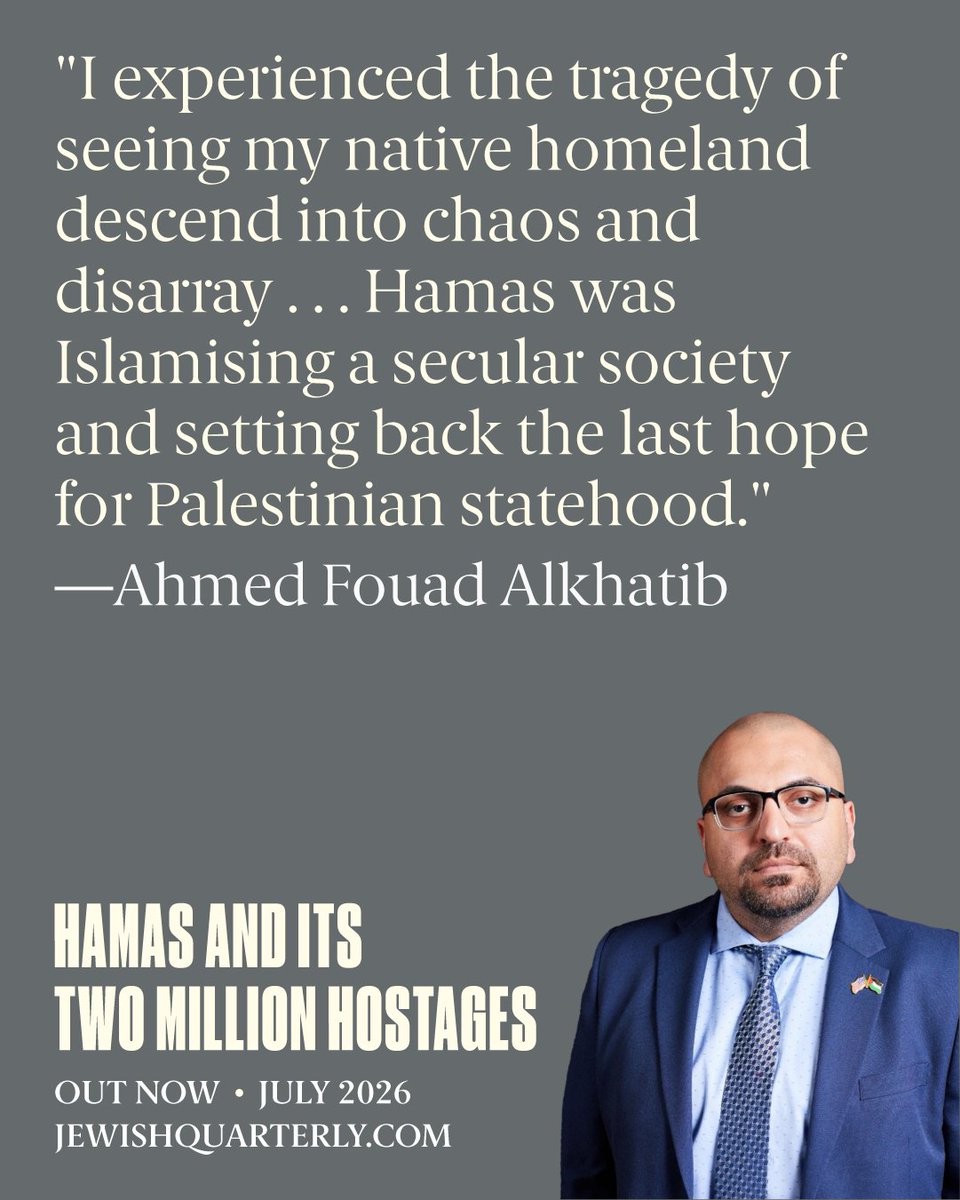 JewishQuarterly's tweet photo. OUT NOW: JQ264

A courageous and timely short book by Gazan writer and advocate, @afalkhatib at @rfpalestine 

Hamas and Its Two Million Hostages is out now in print and digital formats. Link in bio. ⁠ https://t.co/6WpiBoxyM5