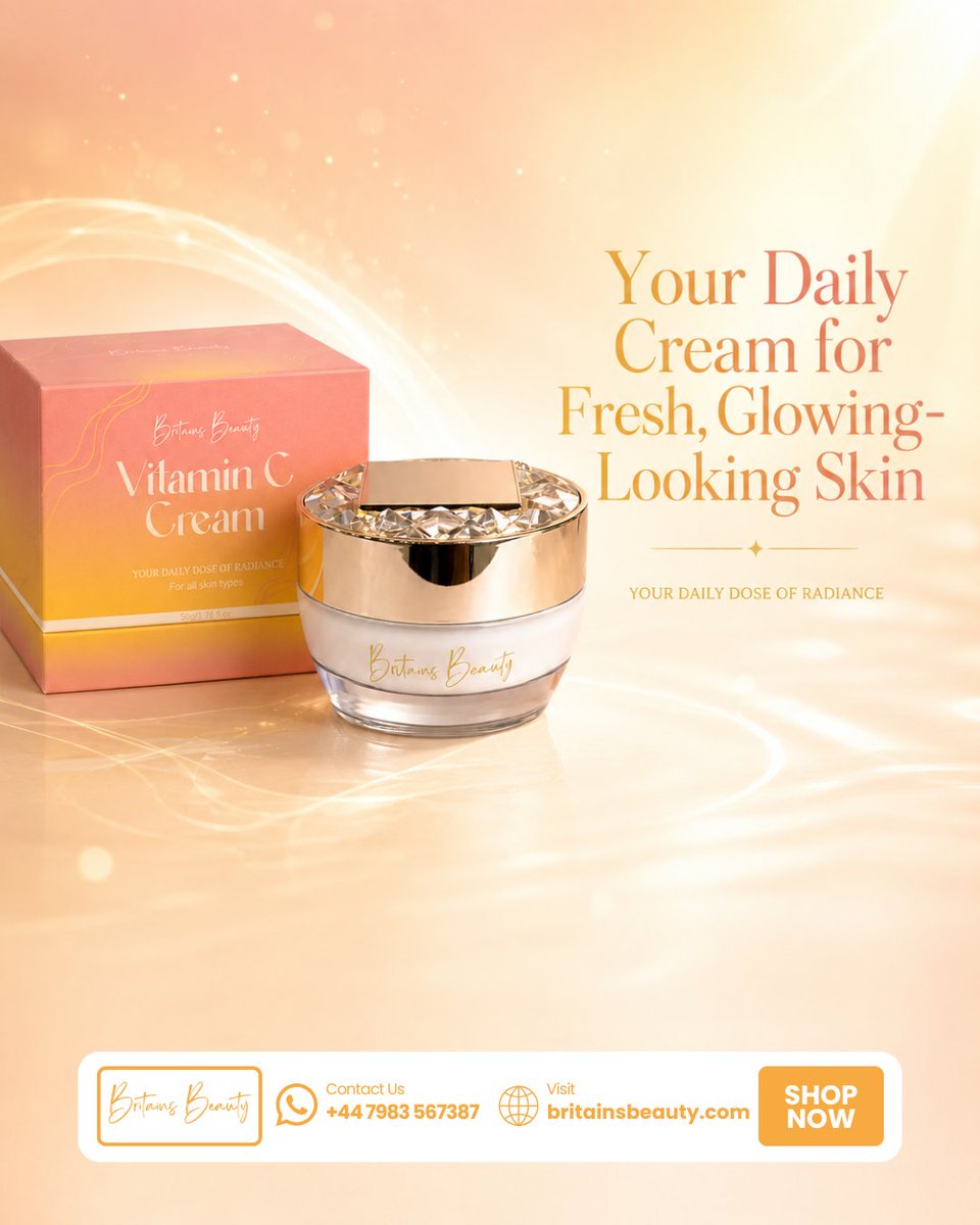 BritainsBeauty's tweet photo. Brighten dull-looking skin with Britains Beauty Vitamin C Cream. ✨

Supports a more even-looking complexion while keeping skin soft, smooth and hydrated.

Shop now: https://t.co/1iiRREj6yS

#VitaminCCream #GlowingSkin #BritainsBeauty https://t.co/xPF3VepIde