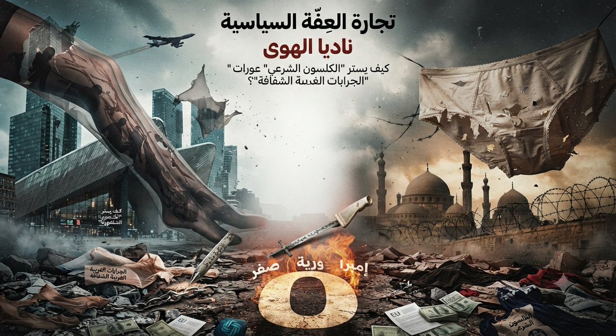 up520date's tweet photo. "العفة المصطنعة" مع براغماتية الغرب الليبرالي في سرير سياسي واحد!
الكلسون الشرعي تكمم به الأنظمة أفواه الشعوب بمعارك وهمية، بينما تستر الجرابات الغربية الشفافة صفقات نهب الثروات وسيادة الأوطان.
 #إمبراطورية_الصفر #تجارة_العفة_السياسية

https://t.co/6fMk0dqYDX https://t.co/vLOsG3o0YM
