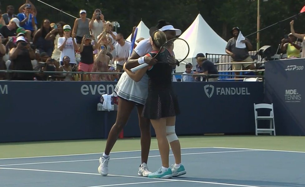 josemorgado's tweet photo. 46yo Venus Williams gets her 3rd win of the year to reach the doubles QFs in Washington alongside Diana Shnaider.

6-3, 6-4 over Eikeri/Gleason.

The best I've seen Venus hit her forehand in a while.

Plays her singles R1 tomorrow against Anastasia Potapova. https://t.co/FverKtSaSq