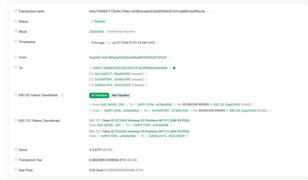 cryptomemez's tweet photo. If it is confirmed rialto both of these are the same deployer 

Pilates $PLTS
0xC1A0D0ef8c0c353d03f006B8304A4EfB32016d3C

Gigachad $CHAD 
0xc1a04277dC59718639e36B5C709a8b756a664594

https://t.co/ypfBul4TM4 https://t.co/Un3RnHYhmx
