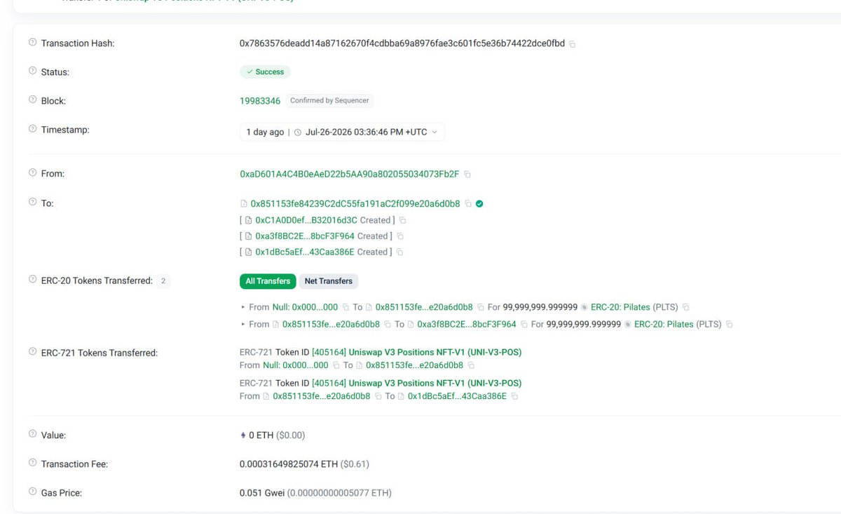 cryptomemez's tweet photo. If it is confirmed rialto both of these are the same deployer 

Pilates $PLTS
0xC1A0D0ef8c0c353d03f006B8304A4EfB32016d3C

Gigachad $CHAD 
0xc1a04277dC59718639e36B5C709a8b756a664594

https://t.co/ypfBul4TM4 https://t.co/Un3RnHYhmx
