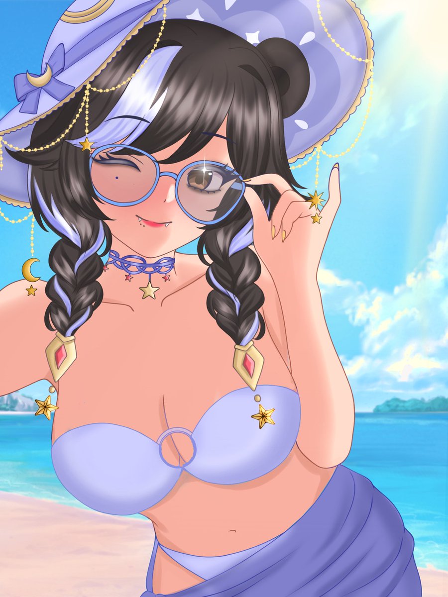 Adora_owo's tweet photo. Easy white chocolate, I wouldn't want you to melt ~~ ☀️⛱️

Art: @yuzueko_arts https://t.co/NHKWwOhOJy