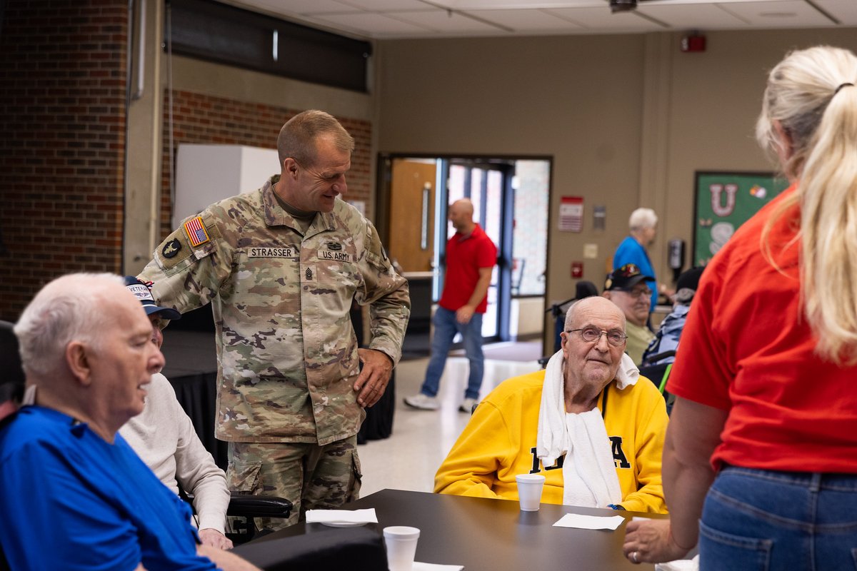 IowaNatGuard's tweet photo. Iowa National Guard senior leaders visited veterans at the Iowa Veterans Home in Marshalltown, Iowa, on July 24, 2026, recognizing their service and sharing time with the brave men and women who have served our nation. 💪

📸 U.S. Army Photos by Staff Sgt. Annalise Guckenberger https://t.co/yDlPvGCoJi