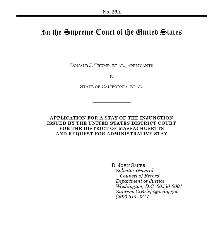 scotus_wire's tweet photo. 🚨 The Trump administration asked the Supreme Court to restore key parts of President Trump's election integrity executive order, including provisions directing USPS to change federal mail-ballot procedures, arguing lower courts blocked the policy before any final agency action. https://t.co/7CbMViSPjy