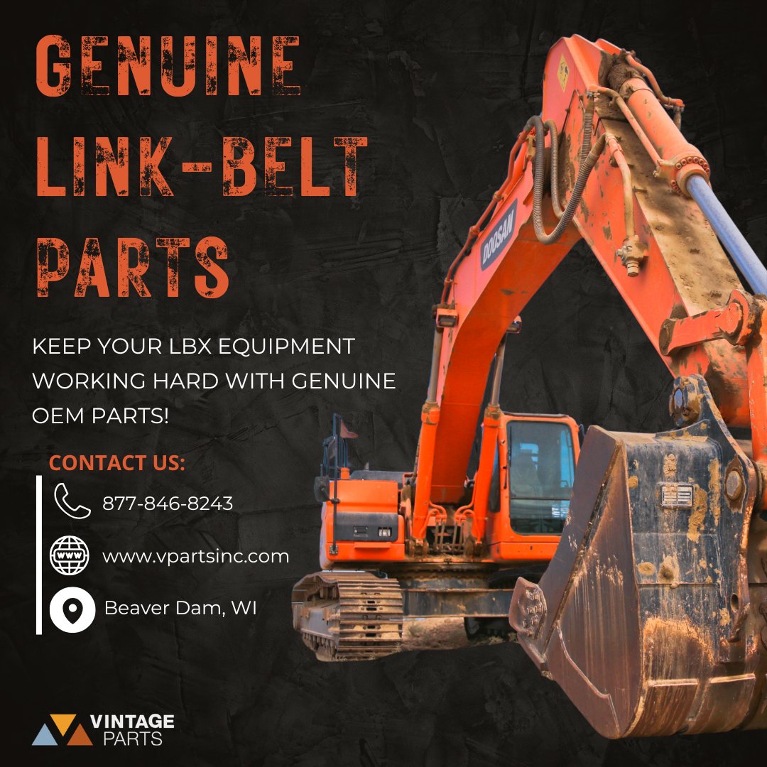 VPartsInc's tweet photo. ☀️ Summer projects are underway!

We supply genuine OEM Link-Belt (LBX) parts, including hard-to-find &amp; slow-moving inventory for excavators, forestry equipment, scrap handlers &amp; more.

Built for demanding jobs. Backed by OEM quality.

🌐 https://t.co/HYmJ5zgD8N
📞 877-846-8243 https://t.co/pPllZq9zMW