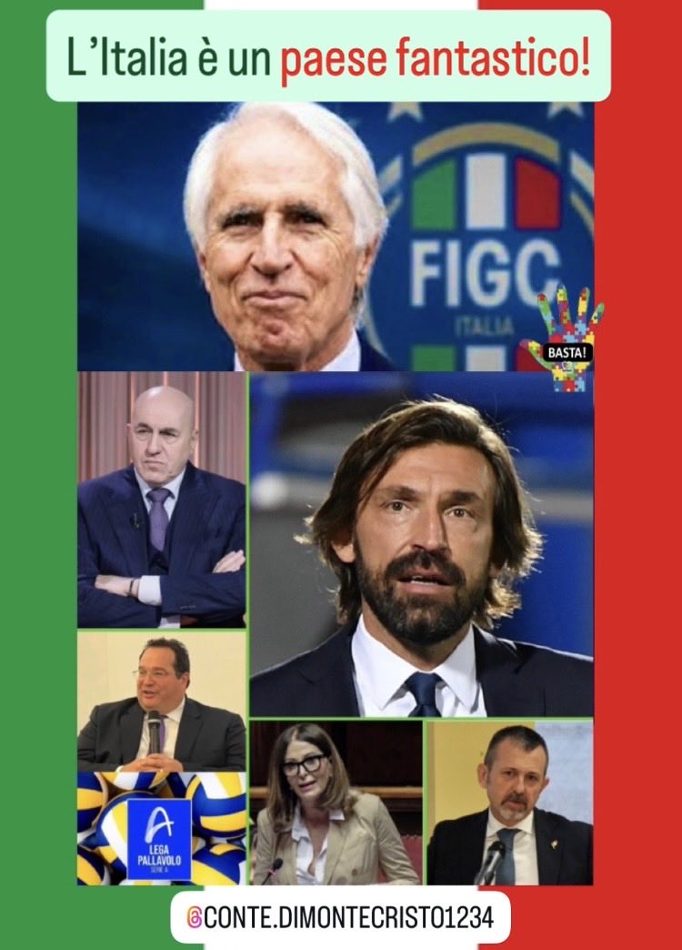 MontecristoDi's tweet photo. Andrea Pirlo NO ma un’indagata per truffa può fare la ministra, un ex lobbista delle armi é il ministro della difesa, un sottosegretario alla giustizia può fare affari con un prestanome della camorra.
…
#Pirlo #figc #Malagò #abodi #Nazionale seguimi su Instagram e FB https://t.co/XlsdMCMFYX
