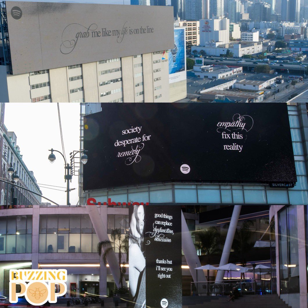 HitsAndCharts's tweet photo. Spotify billboards featuring lyrics from Ariana Grande’s upcoming album 'petal' have been spotted in New York, Mexico and LA. 

(Via BuzzingPop) https://t.co/nPrEJAZb8J