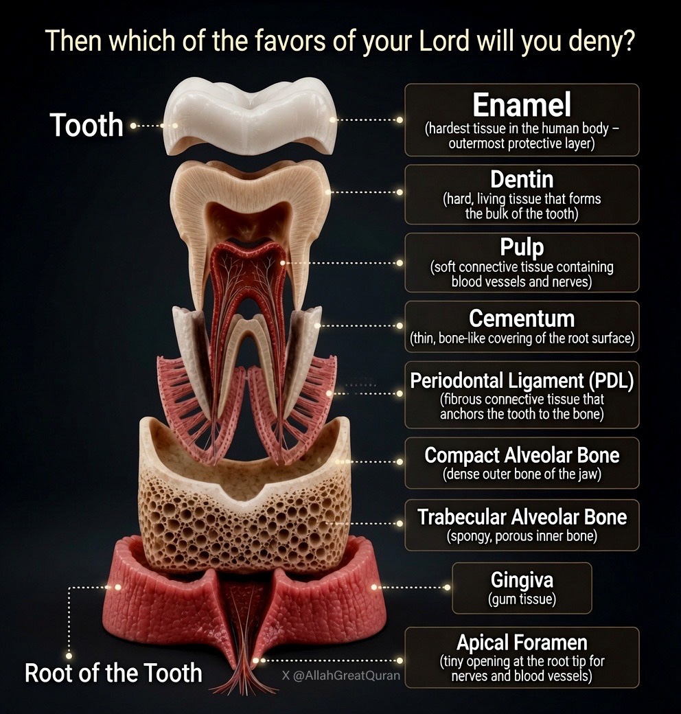AllahGreatQuran's tweet photo. One tooth. Countless miracles. Subhan'Allah https://t.co/vE2IVkSGyP
