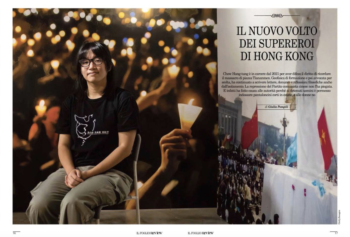 hkdc_us's tweet photo. .@giuliapompili has this beautiful feature about #HongKong #PoliticalPrisoner Chow Hang-tung in Il Foglio Review's latest issue: "The New Face of the Superheroes of HK." As she awaits verdict in her "national security" trial, hope this helps her become better known in Italy. https://t.co/ZikW7jfBnv