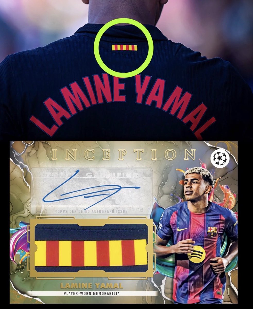 AngelaCollects's tweet photo. Wow 🤯 a true Barça Relic 💙❤️
Lamine Yamal’s worn Barcelona shirt went inside of a Topps trading card. 
Collection: UCC INCEPTION 2026-27 🫰 https://t.co/8ReLlRpRHP