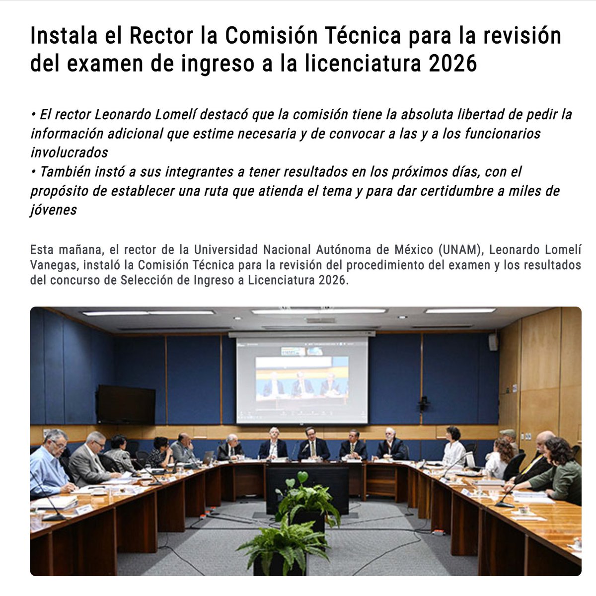 jmartinreyes's tweet photo. En un momento crítico, el rector de la @UNAM ha tenido un gran acierto.

La comisión que revisará el examen de admisión reúne perfiles notables, con expertises variados y trayectorias que hablan por sí solas.

#Bárzana, @EduardoBackhoff, @AlejandroFrank, @almaldo2, @Pruneda_Pablo, @apisanty, #Speckman y @JoaquinNarro, entre otros, son garantía de un informe independiente y riguroso.

Enhorabuena. La UNAM lo necesitaba.