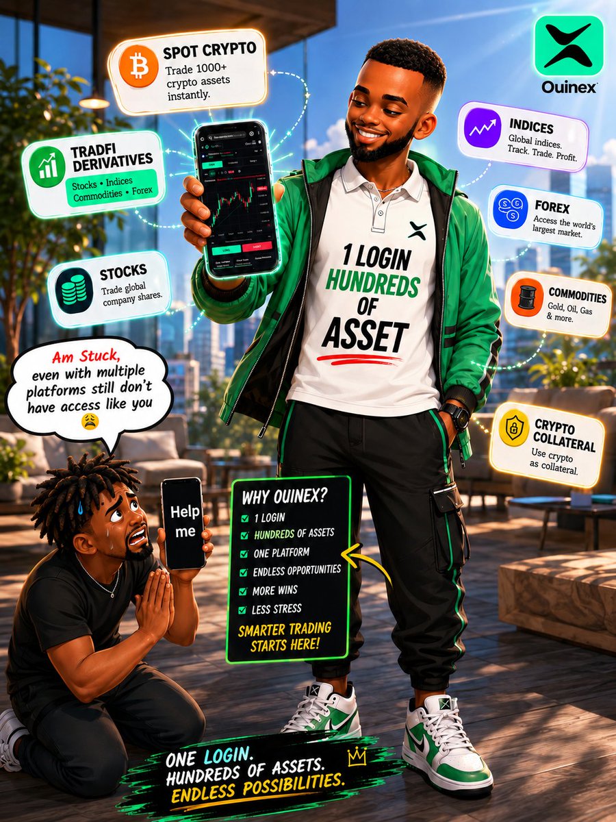 Amjo6ix's tweet photo. Why use multiple platforms that give you little or no solution to your needs when, with just one login into Ouinex, you have hundreds of assets and opportunities in spot crypto, TradFi derivatives, stocks, indices, commodities, forex, crypto collateral, and more waiting for you? https://t.co/05DC1PJBPK
