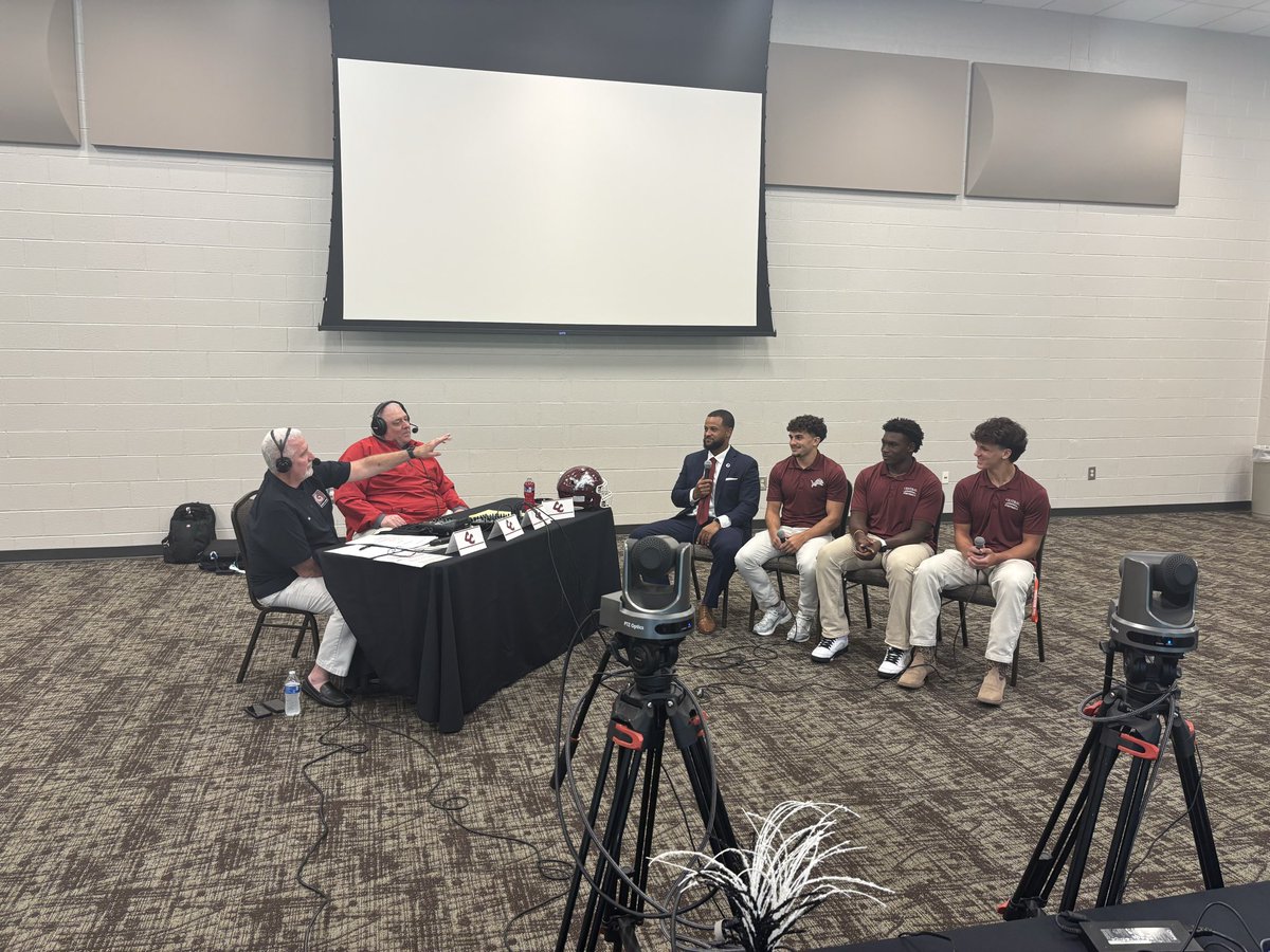 LionSportsCHS's tweet photo. The Lions are at Football Media Day!
Jake Ivester, Jacez Walton, and JR Harris are representing Central Football! 🏈 
#lionstrong 
@LIONSTRONGFB @HSM_WestGA @GradickSports https://t.co/JluGc7N3Ij
