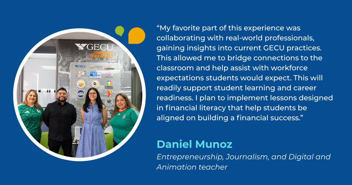 CREEEDorg's tweet photo. ๐ Meet #CREEEDExtern Daniel Munoz! During his externship with @myGECU, Mr. Munoz collaborated with professionals to better understand workforce expectations and financial literacy. Those experiences will help prepare his students at @SocorroISDโs Pebble Hills High School for future careers and financial success.