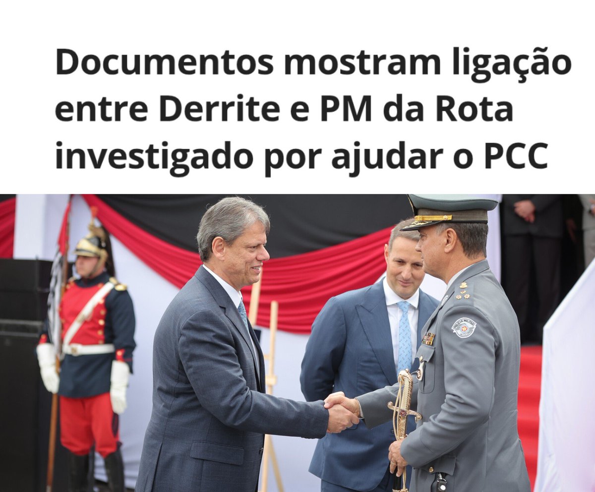 Gustavramski_'s tweet photo. Até agora o @DerriteSP não deu um pio sequer  sobre os coronéis da PM, até ontem seus subordinados,  envolvidos com o pcc.
Ou  ele asssune sua incompetência ou sua leniência com os policiais  criminosos 🧐 https://t.co/WlflJZvL4B